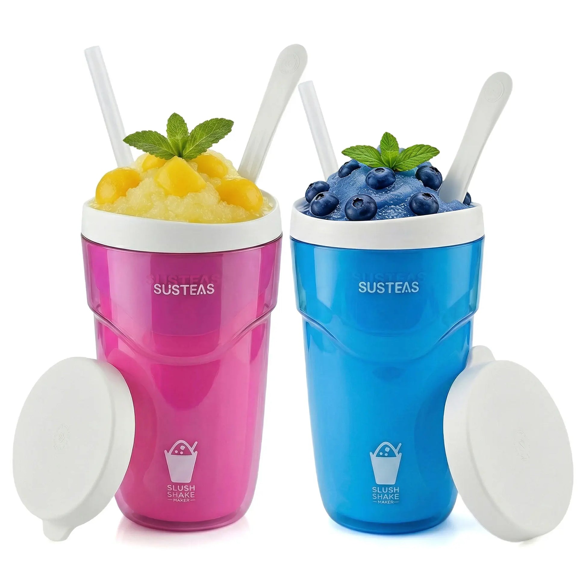 SUSTEAS Compact Slush and Shake Maker with Freezer Core for Quick Single-Serving Smoothies, Slushies, and Milkshakes, BPA-Free, Blue