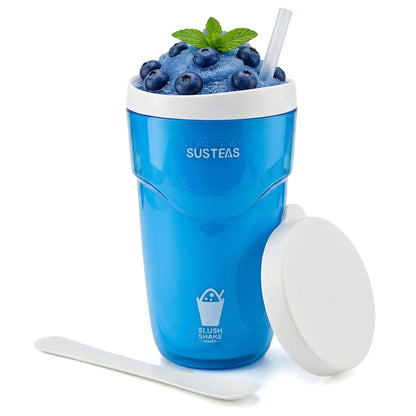 SUSTEAS Compact Slush and Shake Maker with Freezer Core for Quick Single-Serving Smoothies, Slushies, and Milkshakes, BPA-Free, Blue