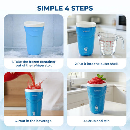 SUSTEAS Compact Slush and Shake Maker with Freezer Core for Quick Single-Serving Smoothies, Slushies, and Milkshakes, BPA-Free, Blue