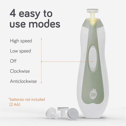 LED Baby Nail Trimmer Electric - Auto-Safety Stop Baby Nail Clippers, Bi-Directional Electric Baby Nail File with 2 Speeds & 6 Filing Discs, Newborn Essentials (+ Travel Case)